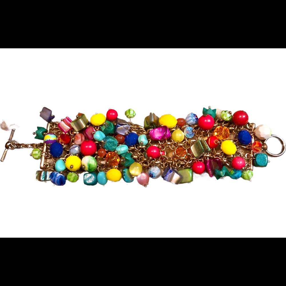 Multicolored Beaded Bracelet with Toggle Closure